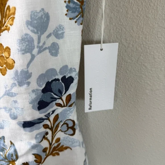 New REFORMATION Frankie Linen Dress in Reign Print NWT Wedding Women’s Size 2